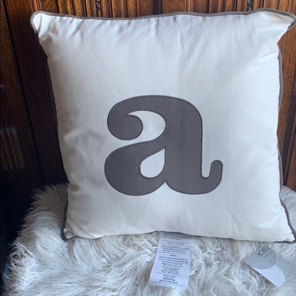 NWT Nordstrom Rack A Initial Throw Pillow 17 x 17